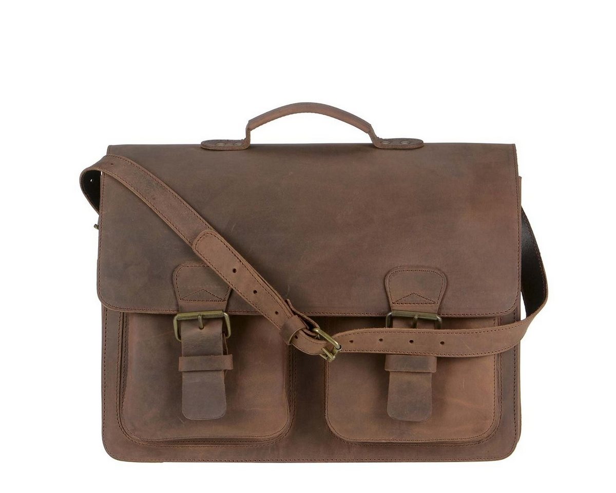 Ruitertassen Aktentasche Classic Adult, 42 cm Lehrertasche, 3 Fächer, Schultasche, dickes rustikales Leder von Ruitertassen