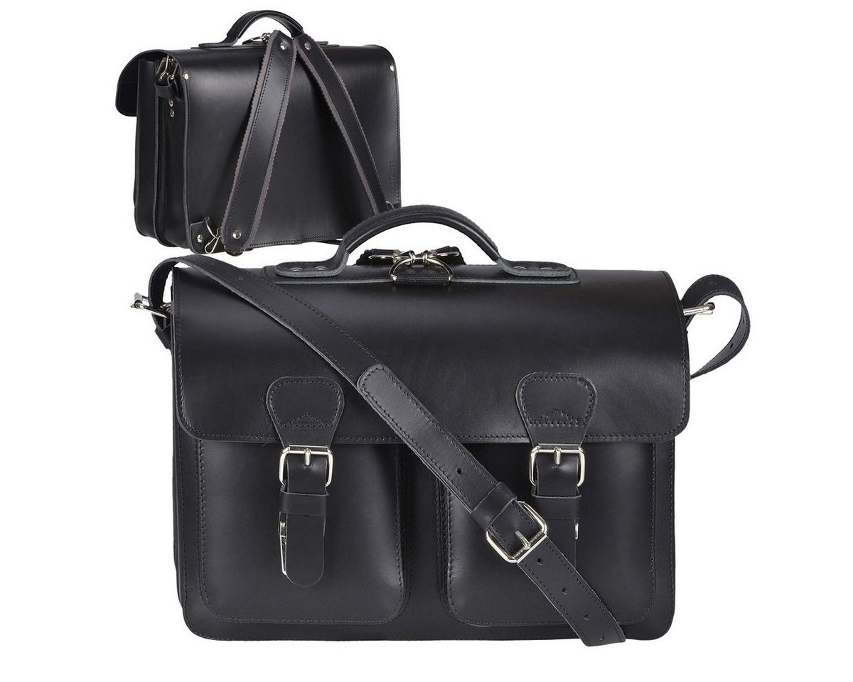 Ruitertassen Aktentasche Classic Satchel, 38 cm Lehrertasche mit 2 Fächern, auch als Rucksack zu tragen, Leder von Ruitertassen