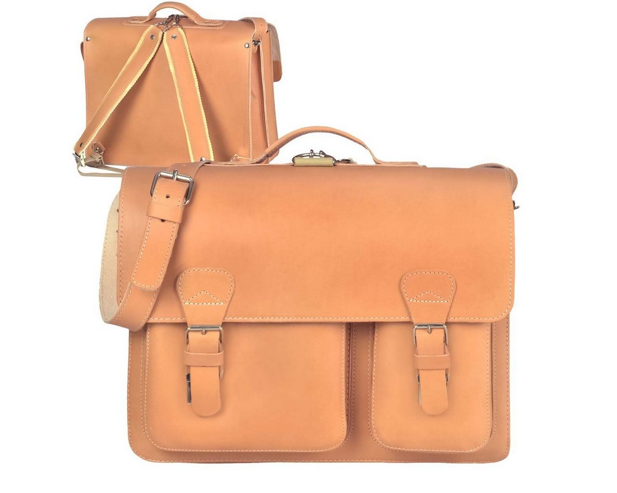 Ruitertassen Aktentasche Classic Satchel, 40 cm Lehrertasche mit 2 Fächern, auch als Rucksack zu tragen, Leder von Ruitertassen