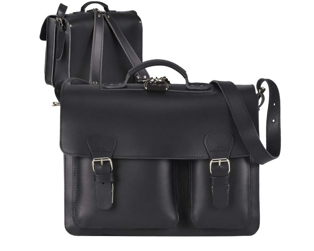 Ruitertassen Aktentasche Classic Satchel, 40 cm Lehrertasche mit 2 Fächern, auch als Rucksack zu tragen, Leder von Ruitertassen