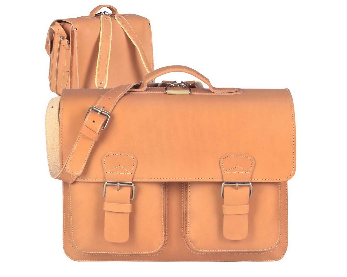 Ruitertassen Aktentasche Classic Satchel, 42 cm Lehrertasche mit 3 Fächern, auch als Rucksack zu tragen, Leder von Ruitertassen