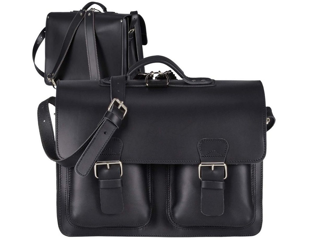 Ruitertassen Aktentasche Classic Satchel, 42 cm Lehrertasche mit 3 Fächern, auch als Rucksack zu tragen, Leder von Ruitertassen