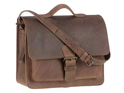 Ruitertassen Aktentasche Leder 36cm Damen Herren Business Schule 1 Fach Uni Umhängetasche Ranger braun von Ruitertassen