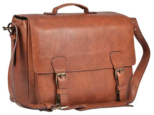 Ruitertassen Aktentasche XL Leder 2 Fächer Lehrertasche Schultasche Herren Damen Männer Frauen Schule Beruf Business Cognac braun von RUITERTASSEN