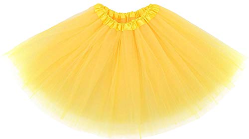 Ruiuzioong Damen Teen Tutu Rock Erwachsene Klassische Elastische 4 Schichten Tüll Tutu Rock für Dress Up Party Ballett Tanzen (Gelb) von Ruiuzioong