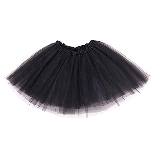 Ruiuzioong Damen Teen Tutu Rock Erwachsene Klassische Elastische 4 Schichten Tüll Tutu Rock für Dress Up Party Ballett Tanzen (Schwarz) von Ruiuzioong