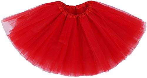 Ruiuzioong Damen Teen Tutu Rock Erwachsene Klassische Elastische 4 Schichten Tüll Tutu Rock für Dress Up Party Ballett Tanzen (rot) von Ruiuzioong