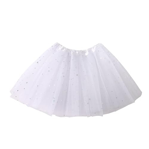 Ruiuzioong Mädchen Layered Stars Pailletten Tutu Rock Prinzessin Balletttanzkleid (Weiß) von Ruiuzioong