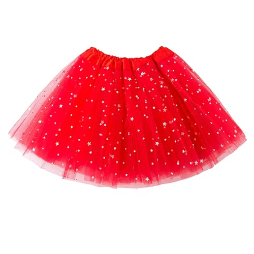 Ruiuzioong Mädchen Layered Stars Pailletten Tutu Rock Prinzessin Balletttanzkleid (rot) von Ruiuzioong