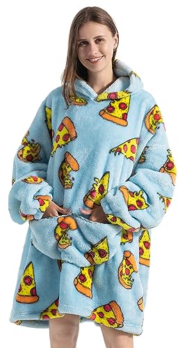 Ruiuzioong Übergroße Hoodie Decke Sweatshirt,Bequeme Decke Kapuzenpullover warmes Sweatshirt für Damen Herren Teenager Geschenk (Pizza) von Ruiuzioong