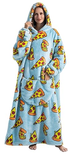 Ruiuzioong Übergroße Hoodie Sweatshirt,Warme Flauschige Hoodie Sweatshirt mit Riesen-Taschen, Kapuzen, Einheitsgröße Für Damen Herren (Pizza) von Ruiuzioong