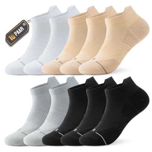 Ruixue 10 Paar Sneaker Socken Herren Damen, Atmungsaktive Baumwolle Socken, Kurz Sportsocken Laufsocken Tennissocken Wandersocken von Ruixue