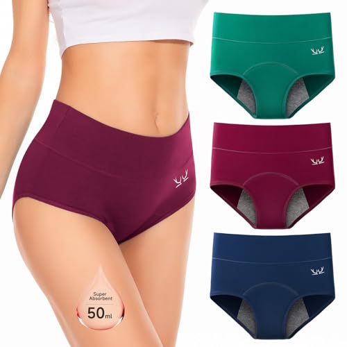Ruixue Periode Unterwäsche für Frauen, Leak-Proof High Waist Briefs, weiche und Bequeme Unterwäsche für Frauen Pack von 3 von Ruixue