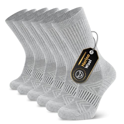 Ruixue Socken Herren Damen, Wandersocken aus Merino Wolle [3 Paar] Sportsocken, Arbeitssocken, Atmungsaktiv Tennissocken, Laufsocken, Elastische Sneaker Socken Herren von Ruixue