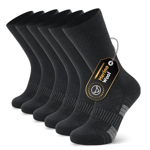 Ruixue Socken Herren Damen, Wandersocken aus Merino Wolle [3 Paar] Sportsocken, Arbeitssocken, Atmungsaktiv Tennissocken, Laufsocken, Elastische Sneaker Socken Herren von Ruixue