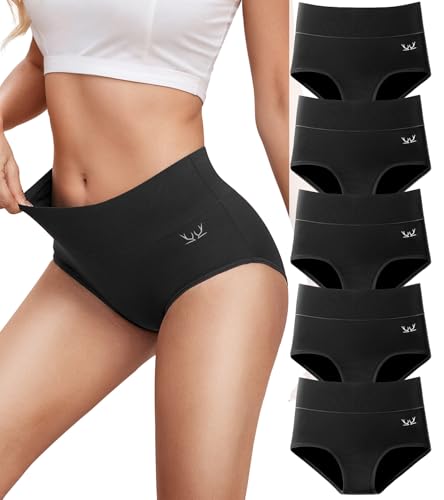 Ruixue Unterhosen Damen Baumwolle Unterwäsche, 5er Pack Slips Damen Stretch Hohe Taille Panties, Bequeme Frauen Unterwäsche, Atmungsaktiv Panties von Ruixue