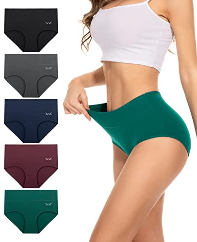Ruixue Unterhosen Damen Baumwolle Unterwäsche, 5er Pack Slips Damen Stretch Hohe Taille Panties, Bequeme Frauen Unterwäsche, Atmungsaktiv Panties von Ruixue