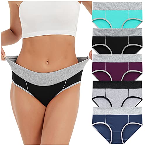 5er Pack Damen Baumwolle Unterwäsche Hohe Taille Stretch Slips Atmungsaktive Unterhose Weiche Damen Panties, Ryt#289, 50 von Ruiyete