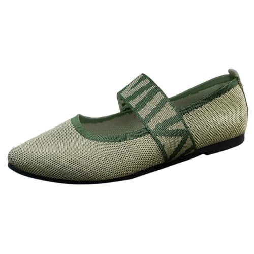 Ballerina Schuhe Damen hohl, atmungsaktiv, Farbblockierung, spitzer , Netzstoff, flacher Mund, flacher Boden, lässig, bequem, große Größe, Einzelschuhe, Freizeitschuhe Flache Schuhe (Green, 39) von Ruiyete