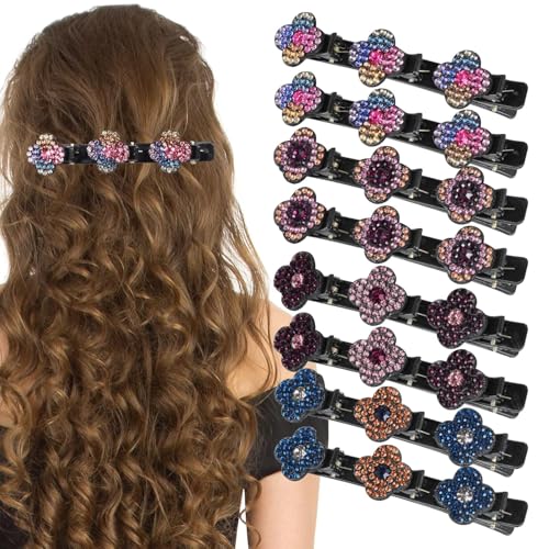 Doppelschicht Haarspangen für Damen Mädchen, Haarspangen mit Funkelnden Kristallsteinen, Kolibri Haarspange mit Kristallblume, Leicht Geflochtene Strass-Haarspangen, Elegante Haarstyling-Clips Doppelschicht Haarspangen für Damen Mädchen, Haarspangen mit Funkelnden Kristallsteinen, Kolibri Haarspange mit Kristallblume, Leicht Geflochtene Strass-Haarspangen, Elegante Haarstyling-Clips von Ruiyete