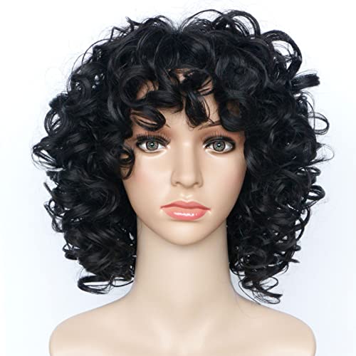 Perrücke Frauen, 32cm Lockiges Kurzhaarperücke Damen, Blonde Perücke Lang, Human Hair Wig, Kurz Perücke Damen, Hohe Temperatur Seide Perrücke für Frauen und Mädchen von Ruiyete