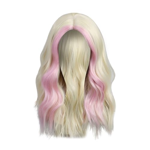 Perrücke Frauen, 60cm Lockiges Perücke Pink, Perücke Rot, Kurzhaarperücke Damen, Perücke Damen, Cosplay Perücke Frauen Kurzen Locken Natürliche Mädchen von Ruiyete