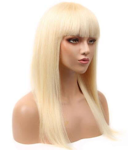 Perrücke Frauen, 61cm Geradem Blonde Perücke Lang, Lang Perücke Damen mit Spitze Inneres Netz, Hohe Temperatur Seide Lange Haare Perücke, Human Hair Wig von Ruiyete