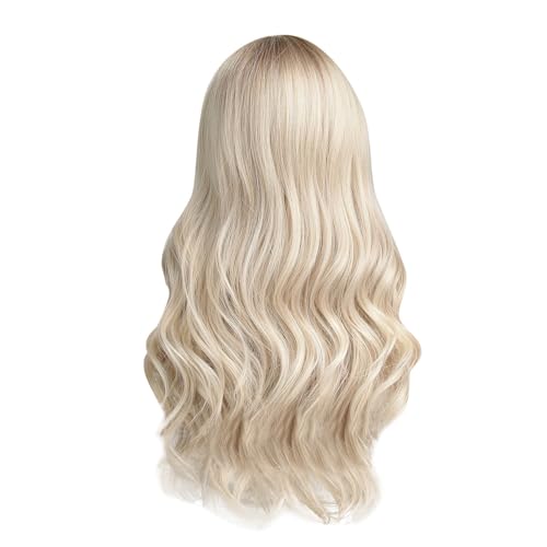 Perrücke Frauen, 66cm Lockiges Blonde Perücke Lang, Perücke Damen, Allmählich Weiß Blond Perücke Weiblich Langes Haar Große Welle Vollkopf Perücke von Ruiyete