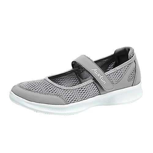 Ruiyete Ballerina Schuhe Damen Outdoor-Walking-Damenschuhe, Mama-Schuhe, langlebige Schuhe Flache Schuhe Ballerinas Damen (Grey, 38) von Ruiyete