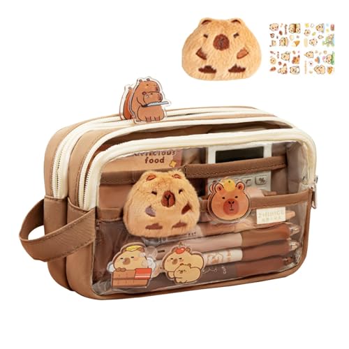 Rukjmqi Capybara Federmäppchen, Capybara Stiftetui, Capybara Federmäppchen Mit Großem Fassungsvermögen, Mehrschichtiges Federmäppchen Mit Capybara Puppen, Aesthetic Pencil Case Capybara von Rukjmqi