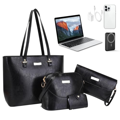 Rukjmqi Laptop Handtaschen Für Damen - 4 Teile PU Leder Reise Computer Tasche,Kratzfeste Aufbewahrungstasche für Reisen und Geschäftstermine Rukjmqi Laptop Handtaschen Für Damen - 4 Teile PU Leder Reise Computer Tasche,Kratzfeste Aufbewahrungstasche für Reisen und Geschäftstermine von Rukjmqi