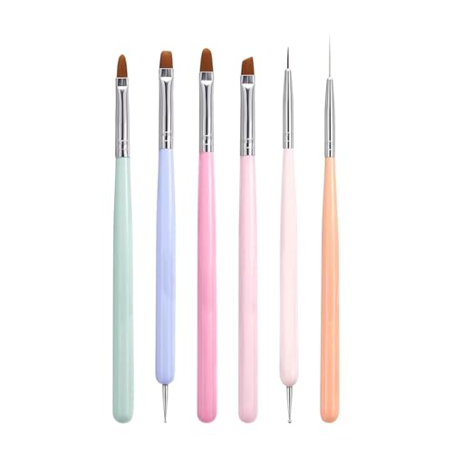 Rukjmqi Pinsel Für Nägel | 6-teiliger Gel-Carving-Pinsel,Doppelköpfiges Maniküre Set Mit Strassstein-Für Damen Salon Zuhause UV Gel Reise Studio- & Heimanwendung von Rukjmqi