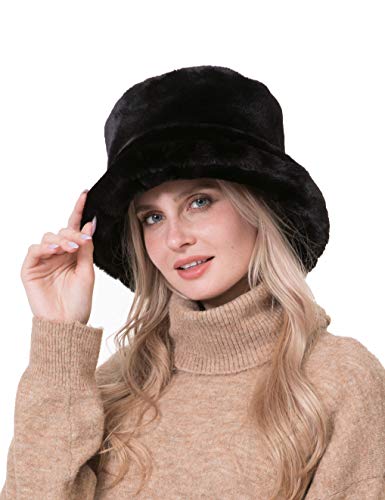 Rulala Fancy Damen Fischerhut mit Kunstfell, Kuh-Design, einzigartig, Camouflage-Muster, schwarz, Einheitsgröße Rulala Fancy Damen Fischerhut mit Kunstfell, Kuh-Design, einzigartig, Camouflage-Muster, schwarz, Einheitsgröße von Rulala Fancy