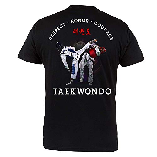 Rule Out Herren Kampfkunst T-Shirt. Taekwondo. Respect. Honor. Courage. Casual Wear (Größe Large) von Rule Out