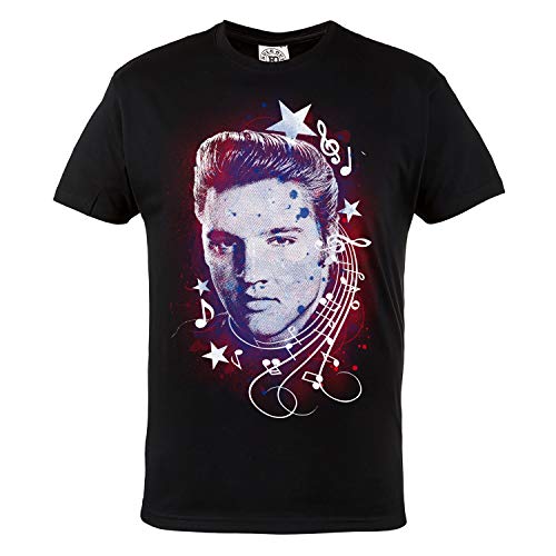 Rule Out Herren Musik T-Shirt. Elvis Presley. Rock'n'Roll. Casual. Schwarz (Größe Large) von Rule Out