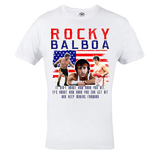 Rule Out Herren T-Shirt. Rocky Balboa. Boxen. Boxchampion. Casual Wear. Weiß (Größe Medium) von Rule Out