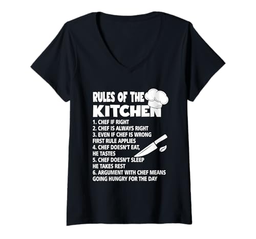 Damen Die Regeln von The Kitchen Chef Cooking Chef Foodie Cute Food Cook T-Shirt mit V-Ausschnitt Damen Die Regeln von The Kitchen Chef Cooking Chef Foodie Cute Food Cook T-Shirt mit V-Ausschnitt von Rules Of The Kitchen Chef Cooking Chef Foodie