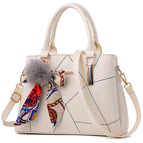 Rullar Damen Elegant Kunstleder Henkeltaschen Schultertasche Shopper Bogenschmuck Umhängetasche Handtasche und Geldbörsen Beige von Rullar