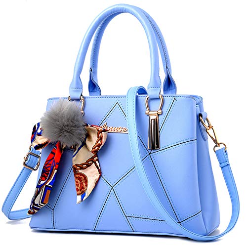 Rullar Damen Elegant Kunstleder Henkeltaschen Schultertasche Shopper Bogenschmuck Umhängetasche Handtasche und Geldbörsen Hellblau von Rullar