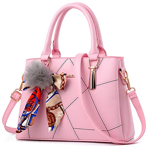 Rullar Damen Elegant Kunstleder Henkeltaschen Schultertasche Shopper Bogenschmuck Umhängetasche Handtasche und Geldbörsen Rosa von Rullar