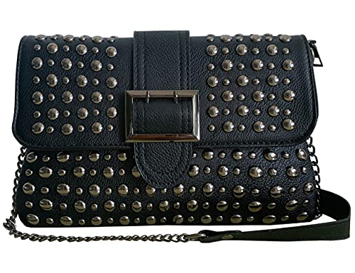 Rullar Frauen Damen Punk-Niet Geldbörse Handtasche Clutches Umhängetasche Schultertasche Multifunktional PU Leder Henkeltasche Shopper von Rullar