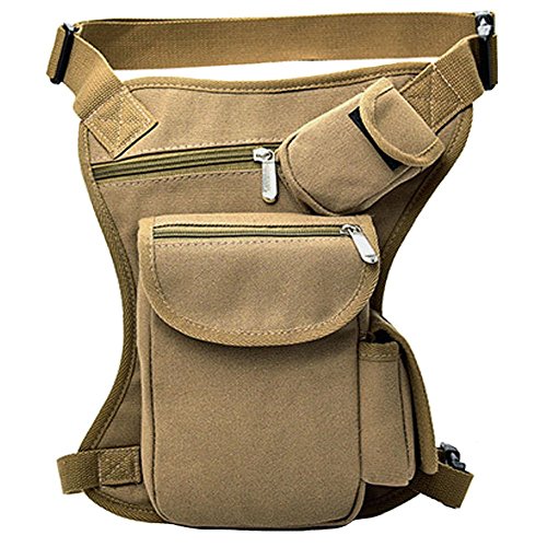 Rullar Gürteltasche aus Segeltuch, taktische Beintasche, Geldbörse, Laufen, Hüfttasche, Outdoor, Motorrad, Fahrrad, Schultertasche, Khaki von Rullar