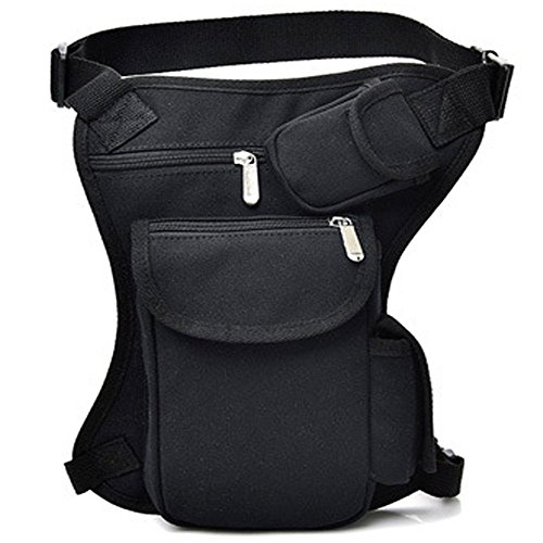 Rullar Segeltuch Hüfttaschen Schultertasche Tactical Bauchtasche Beintasche Wanderrucksäcke Umhängetasche Schultertasche Tasche für Herren Damen Reisen Klettern Taille Packs Waist Leg Bag Schwarz von Rullar