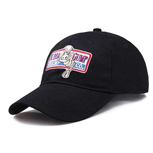 Ruluti 1 Stück Baseballkappe Einstellbar Bubba Gump Shrimp Gestickte Snapback-hüte Laufkostüm Baseballmütze (schwarz), Einheitsgröße von Ruluti
