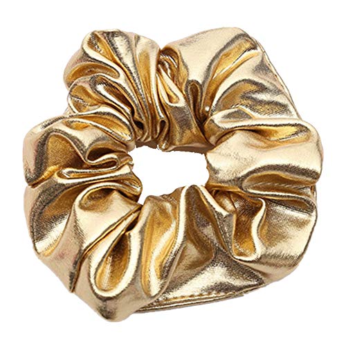 Ruluti 5 Pcs Frauen Pu Kunstleder Elastische Haar-Riegel-mädchen Hairband Seil-Pferdeschwanz-Halter Scrunchie Gold Schwarz Stirnband-zubehör von Ruluti