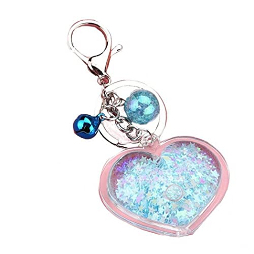 Ruluti Acrylic Peach Heart Shape Glitter Keychain with Bell Flow Sequins Keyring Charm Pendant Metal Key Buckle for Purse Bag von Ruluti