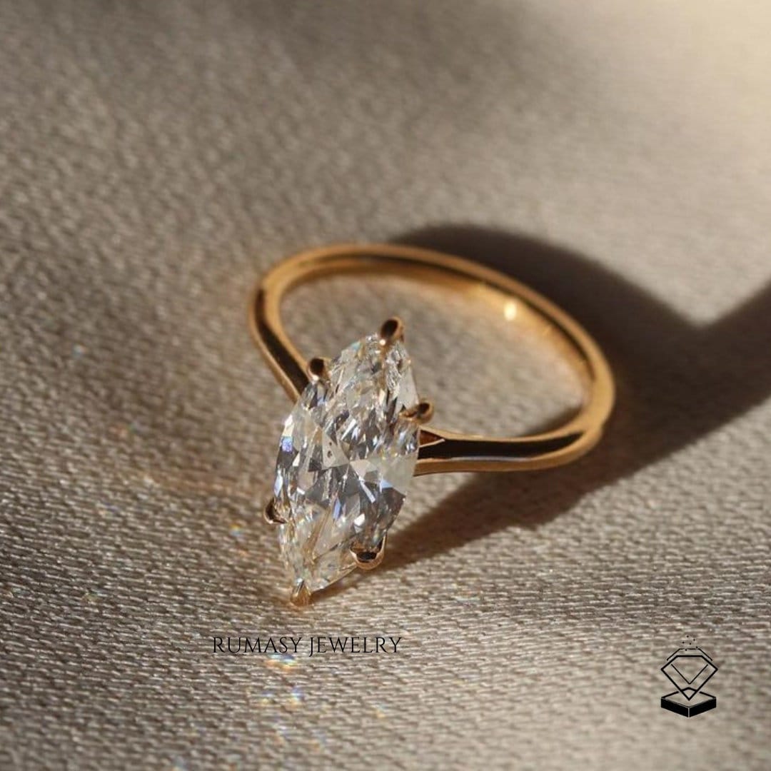 1, 5 Ct Marquise Lab Erstellt Diamant Solitär Verlobungsring, Grown Ring Für Jubiläumsgeschenk, Geschenk Sie von RumasyJewelry