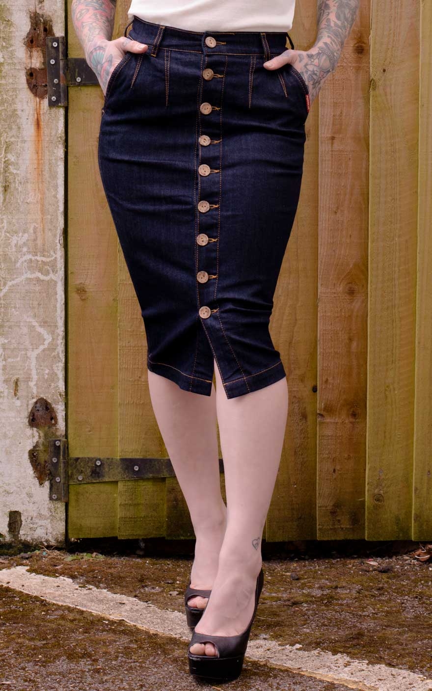 Rumble59 Ladies Denim - High-waisted Pencil Skirt - Second Skin #2XL von Rumble59