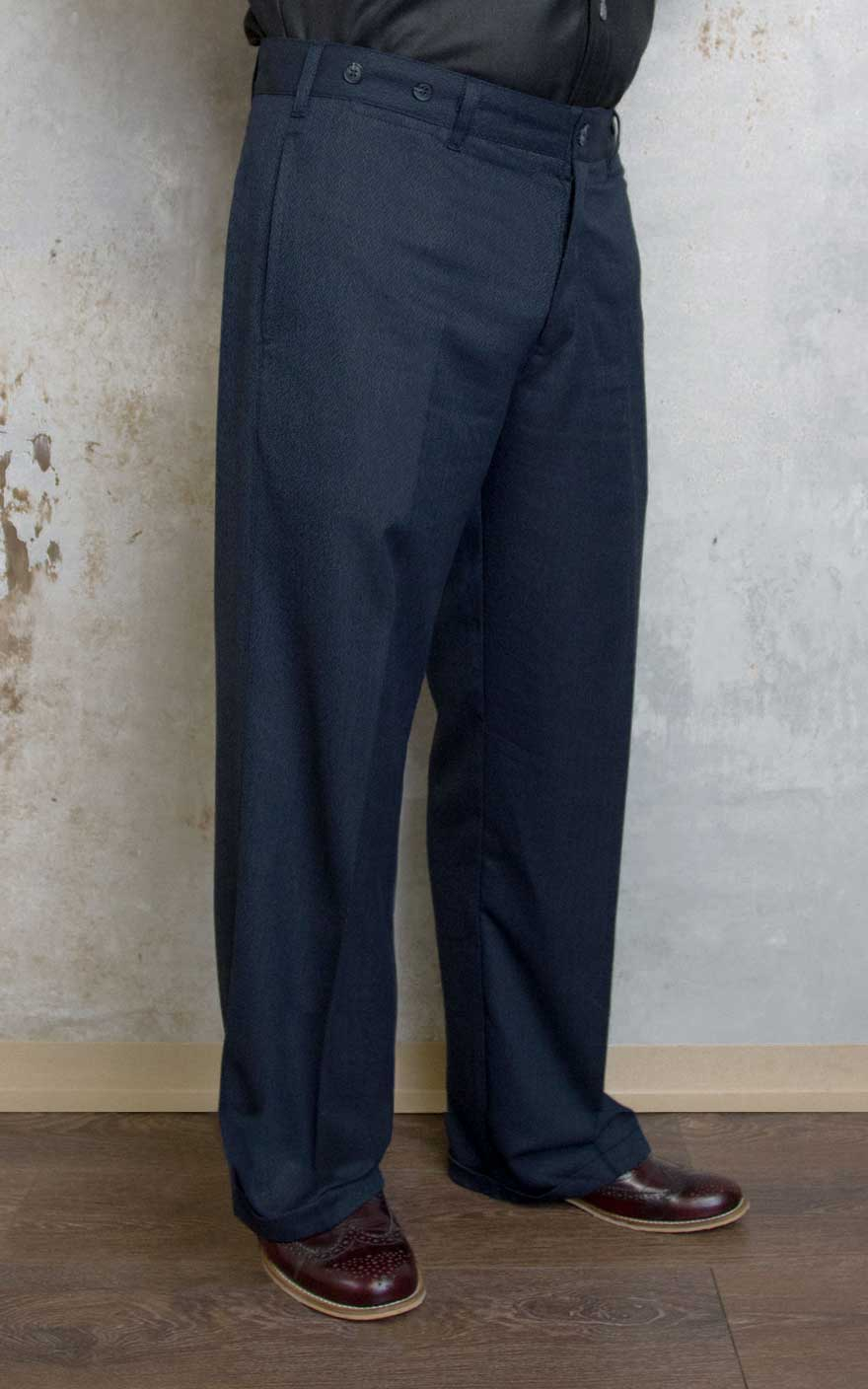 Rumble59 - Vintage Loose Fit Pants New Jersey - Fischgrat blau #40/36 von Rumble59