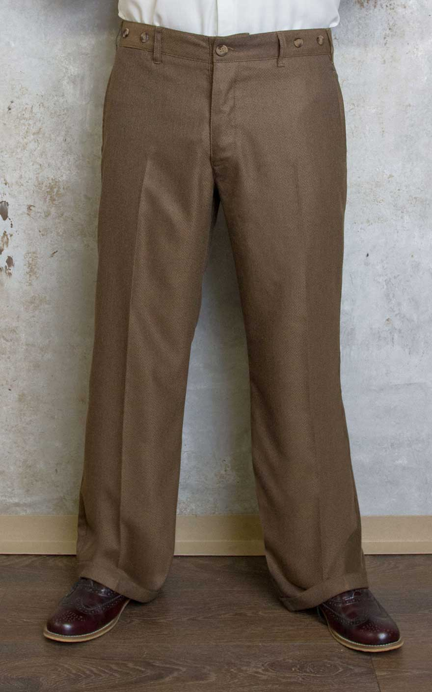 Rumble59 - Vintage Loose Fit Pants New Jersey - Fischgrat braun #36/36 von Rumble59